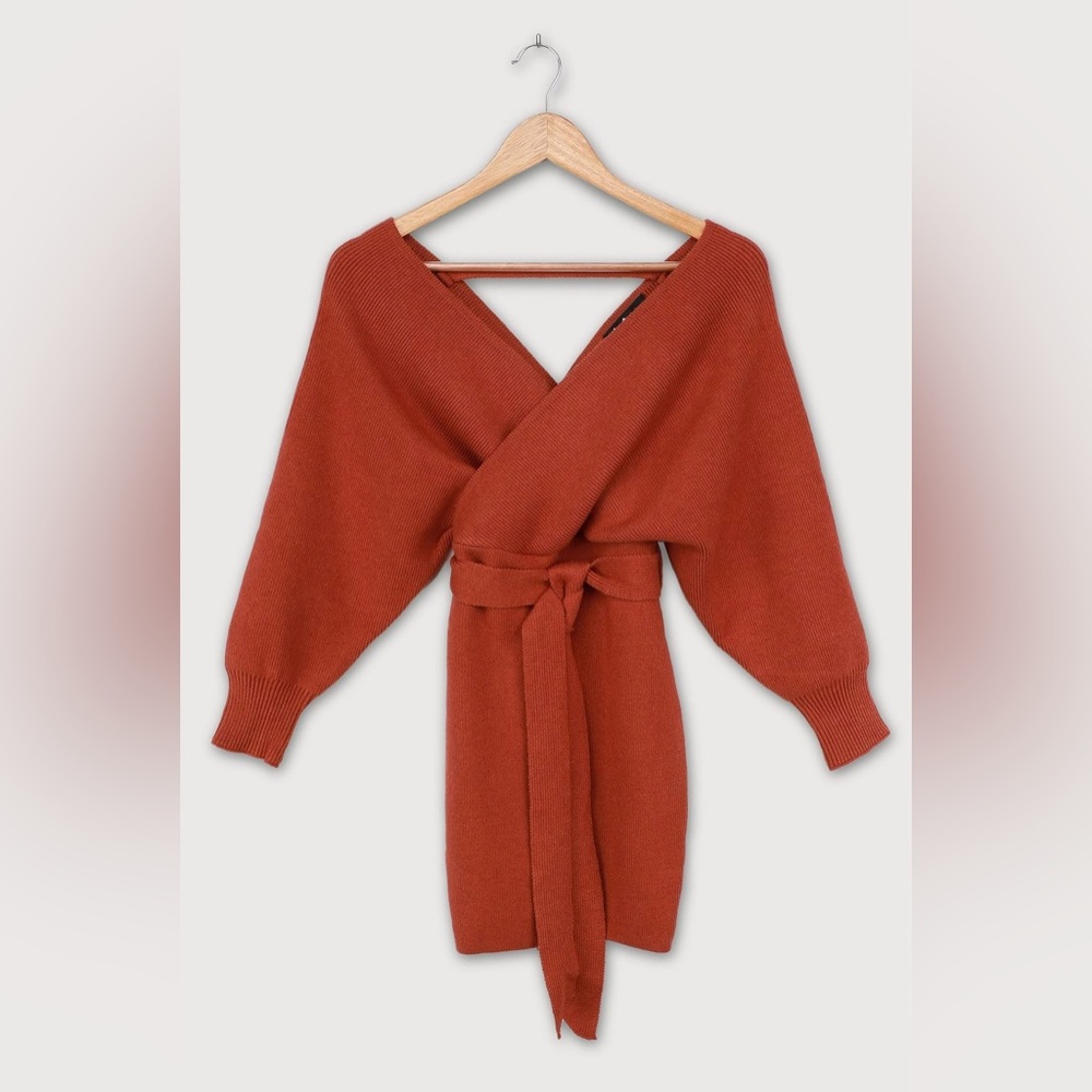Modena Rust Brown Dolman Sleeve Bodycon Sweater Dress Lulus - Picture 4 of 12